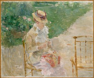 Jovem tricô, c.1883 (óleo sobre tela) de Berthe Morisot
