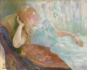 Mulher jovem num sofá de Berthe Morisot