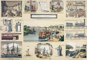 História do Steam, ilustração para um livro educacional, meados do século XIX de Bertmont