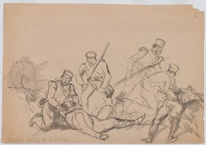 Goorkhas fuzilando os Sikhs mortos de Bethune Donald Grant