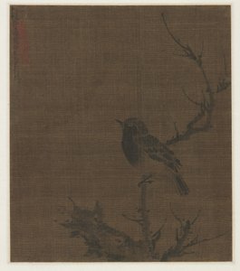 Pássaro adormecido em um galho de Prunus de Bian Wenjin