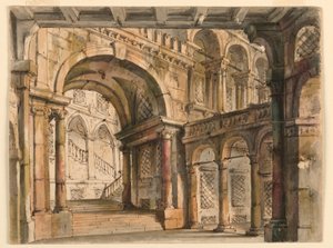 Cenário, Pátios do Palácio e Escadas de Bibiena Family, 1657