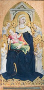 Madona entronizada com o Menino e quatro anjos, c.1433 (têmpera e folha de ouro sobre painel) de Bicci di Lorenzo