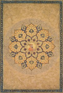 Shamsa sunburst com retrato de Aurangzeb 1618-1707, do álbum Imperadores.