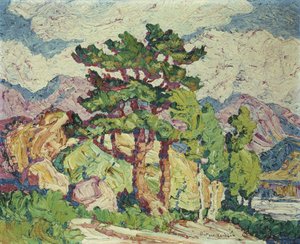 Aspens e Pines, Estes Park, Colorado de Birger Sandzen