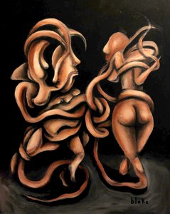 Adão e Eva, c.2020 (Acrílico sobre tela) de Blake Munch