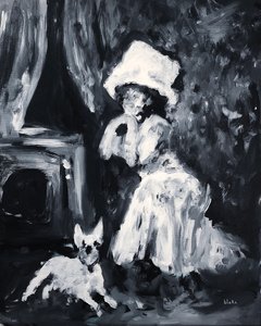 Lady And Dog Posing, c.2019 (Acrílico sobre tela) de Blake Munch
