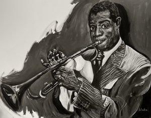 Louis Armstrong, c.2021 (Acrílico sobre tela) de Blake Munch