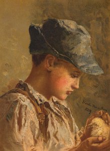 Menino com um pássaro (cromolito) de Blanche F. MacArthur
