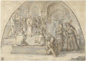 Chistus de 12 anos no Templo e a Entrega de Pedro de Boccaccio Boccaccino (attributed to)