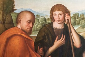 Adoração dos Sheperds Madonna com o Menino Jesus e dois Sheperds, detalhe de 2384594 de Boccaccio Boccaccino