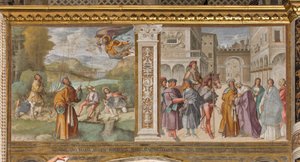 Nave Central, Primeiro Espanhol do Norte, Anúncio a Joachim, Encontro de São Joaquim e Santa Ana na Golden Gate, Boccaccio Boccaccino 1514-15 de Boccaccio Boccaccino