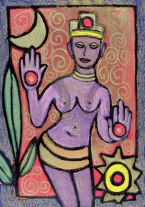 Deusa, 2002 (óleo, pastel e tinta indiana sobre papel)