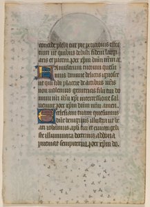 Folha de um livro de horas: texto (verso) de Boethius Illuminator