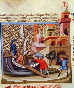 Carregando mercadorias em um navio, do manuscrito 