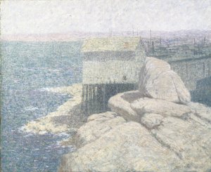 Aldeia piscatória chinesa, Monterey Bay, Califórnia (óleo sobre tela)
