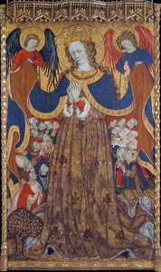 A Virgem da Misericórdia - Pintura de Bonanat Zaortiga (activo século XV), tempera sobre madeira (223x126,8 cm), ca 1430 - Virgem da Misericórdia, Tempera sobre painel de Bonanat Zaortiga, ca 1430 - Museu Nacional de Art de Catalunya, Barcelona