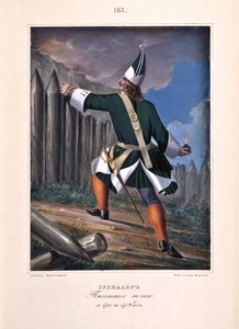 Granadeiro do Regimento de Infantaria em 1700-1732, 1841 de Boris Artemyevich Chorikov
