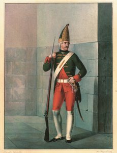 Granadeiro do Regimento Izmailovsky em 1762, final da década de 1830