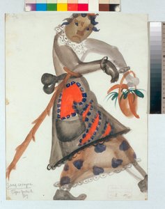 "Traje para a ópera "Snegrotchka" (ou A Donzela da Neve, Conto de Primavera) de Nikolai Rimsky-Korsakov, aguarela de Boris Dmitryevich Grigoriev (1886-1939) de Boris Dmitrievich Grigoriev