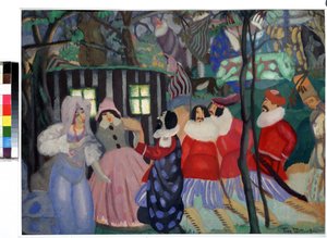 Os Conquistadores (Os Conquistadores). Obra de Boris Dmitrievich Grigoriev (1886-1939), guache sobre papelão de Boris Dmitrievich Grigoriev