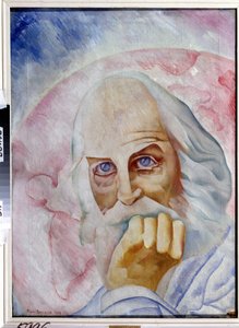 Retrato do escritor americano Walt Whitman (1819-1892) (Retrato do autor americano W. Whitman). Pintura de Boris Dmitryevich Grigoriev (1886-1939), óleo sobre tela de Boris Dmitrievich Grigoriev