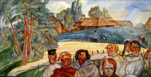 Rússia, do ciclo Faces of Russia, 1917 (wc e guache sobre papel) de Boris Dmitrievich Grigoryev