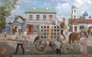 Caçadores de cães, década de 1920. de Boris Mikhailovich Kustodiev