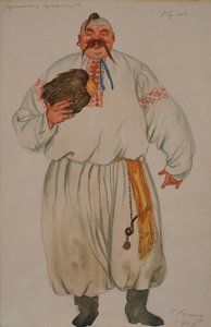 Figurino para a ópera The Fair at Sorochyntsi de Modest Mussorgsky, 1919 de Boris Mikhailovich Kustodiev