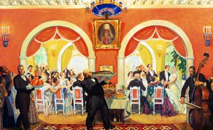 Festa de casamento de Boris Mikhailovich Kustodiev