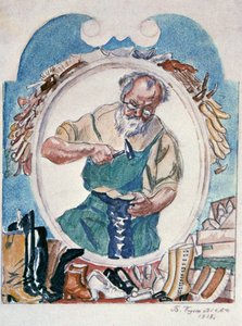 O sapateiro, 1918. de Boris Mikhailovich Kustodiev