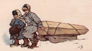 Um buraco na Rússia soviética (cor litho) de Boris Vasilievich Zvorykin