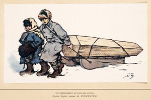 Um enterro na Rússia, do Histoire des Soviets, pub. 1922 (cor litho) de Boris Vasilievich Zvorykin
