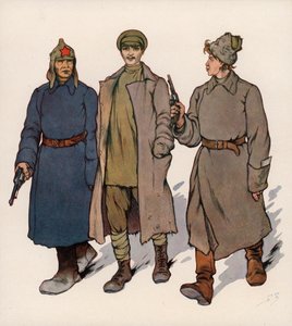 Detido a ser conduzido a um tribunal revolucionário soviético (cor litho) de Boris Vasilievich Zvorykin