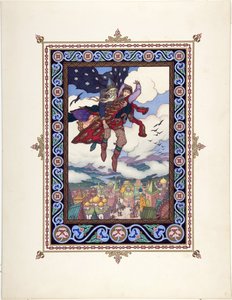 Ilustração para o conto de fadas Marya Morevna (Maria des mers) par Zvorykin, Boris Vasilievich (1872- depois de 1935), c. 1925 - Litografia a cores, 27,3x20,5 - Coleção Particular de Boris Vasilievich Zvorykin