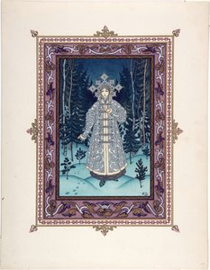 Snegourotchka ( ou Snegourka, la Fille de neige) - Ilustração para o conto de fadas Snegurochka par Zvorykin, Boris Vasilievich (1872- depois de 1935), c. 1925 - Litografia a cores, 27,3x20,5 - Colecção Privada