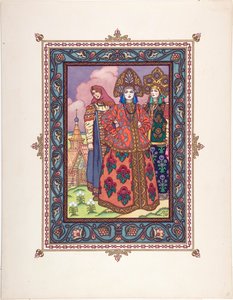 Vassilissa la Belle (Vassilissa la tres Belle) - Ilustração para o conto de fadas Vasilisa the Beautiful par Zvorykin, Boris Vasilievich (1872- depois de 1935), c. 1925 - Litografia colorida, 27,3x20,5 - Coleção Particular