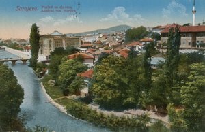 Sarajevo - vista ao norte da cidade. Postal enviado em 1913. de Bosnian Photographer