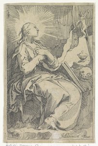 A penitente Maria Madalena na caverna em frente a um crucifixo de Boëtius Adamsz. Bolswert