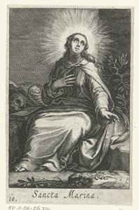 Santa Marina de Alexandria como ermitã
Sancta Marina (título sobre o objecto)
Eremitesses (título da série)
Sacra Eremus Ascetriarum (título da série) de Boëtius Adamsz. Bolswert