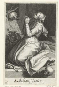 Santa Melania, a Jovem como Eremita S. Melania Junior (título no objeto) Hermitesses (título da série) Sacra Eremus Ascetriarum (título da série) de Boëtius Adamsz. Bolswert