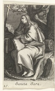 Santa Sara da Líbia Sancta Sara (título no objeto) Hermitesses (título da série) Sacra Eremus Ascetriarum (título da série) de Boëtius Adamsz. Bolswert