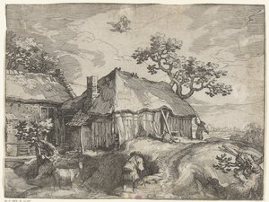 Paisagem com casa de campo e roubo de Ganímedes
Vistas do campo (título da série) de Boëtius Adamsz. Bolswert