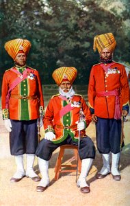 Oficiais da 15ª Ludhiana Sikks, exército indiano, Índia, 1922.