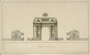Arco do Triunfo por Tverskaya Zastava em Moscou, 1826-1829 de Bové