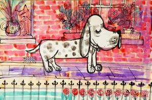 Dog (cor de poster acrílico e tintas coloridas) de Brenda Brin Booker