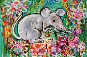 Mouse (cor poater acrílico e tintas coloridas) de Brenda Brin Booker