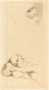 Homem Assustado Olhando Para Cima; Mulher e crianças de British 18th Century after John Flaxman
