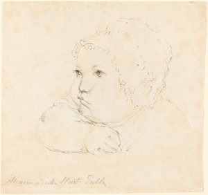 Cabeça de uma criança em um boné de British 18th Century after John Flaxman