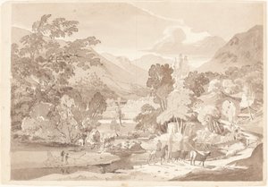 Uma paisagem montanhosa de British 19th Century